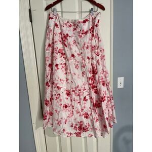 Ralph Lauren Tiered Floral Maxi Skirt White Pink Plus Size 18W Cottage Feminine